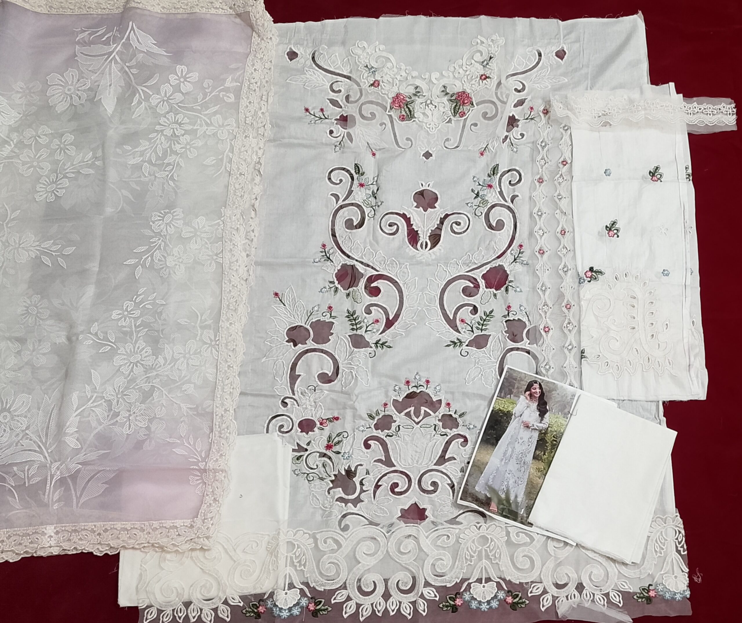 Miraah Premium Embroidered Luxury Cotton – Ivory & Lavender Grace - Image 2