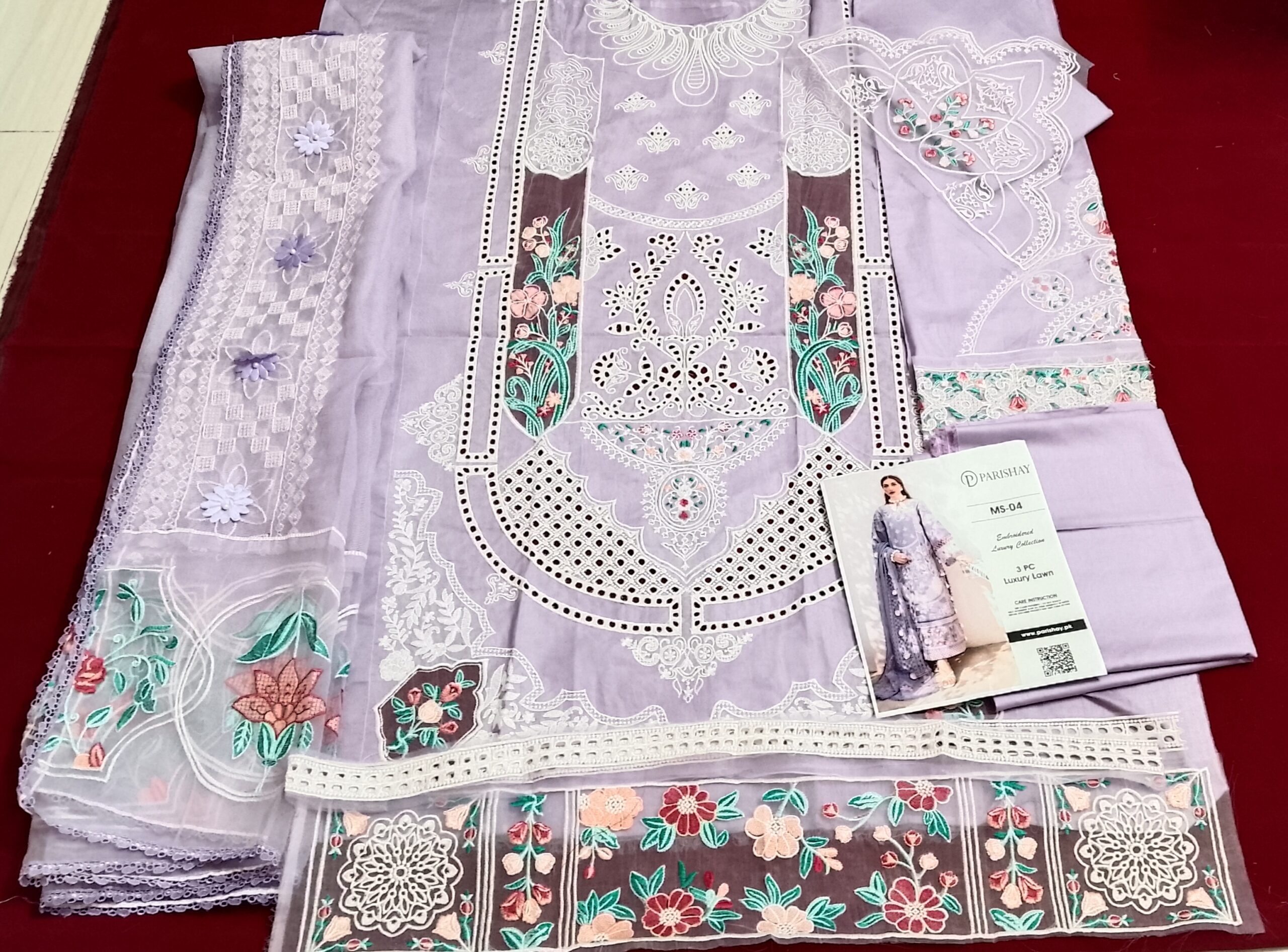 Miraah Premium Embroidered Luxury Cotton – Lilac Bloom Majesty - Image 2