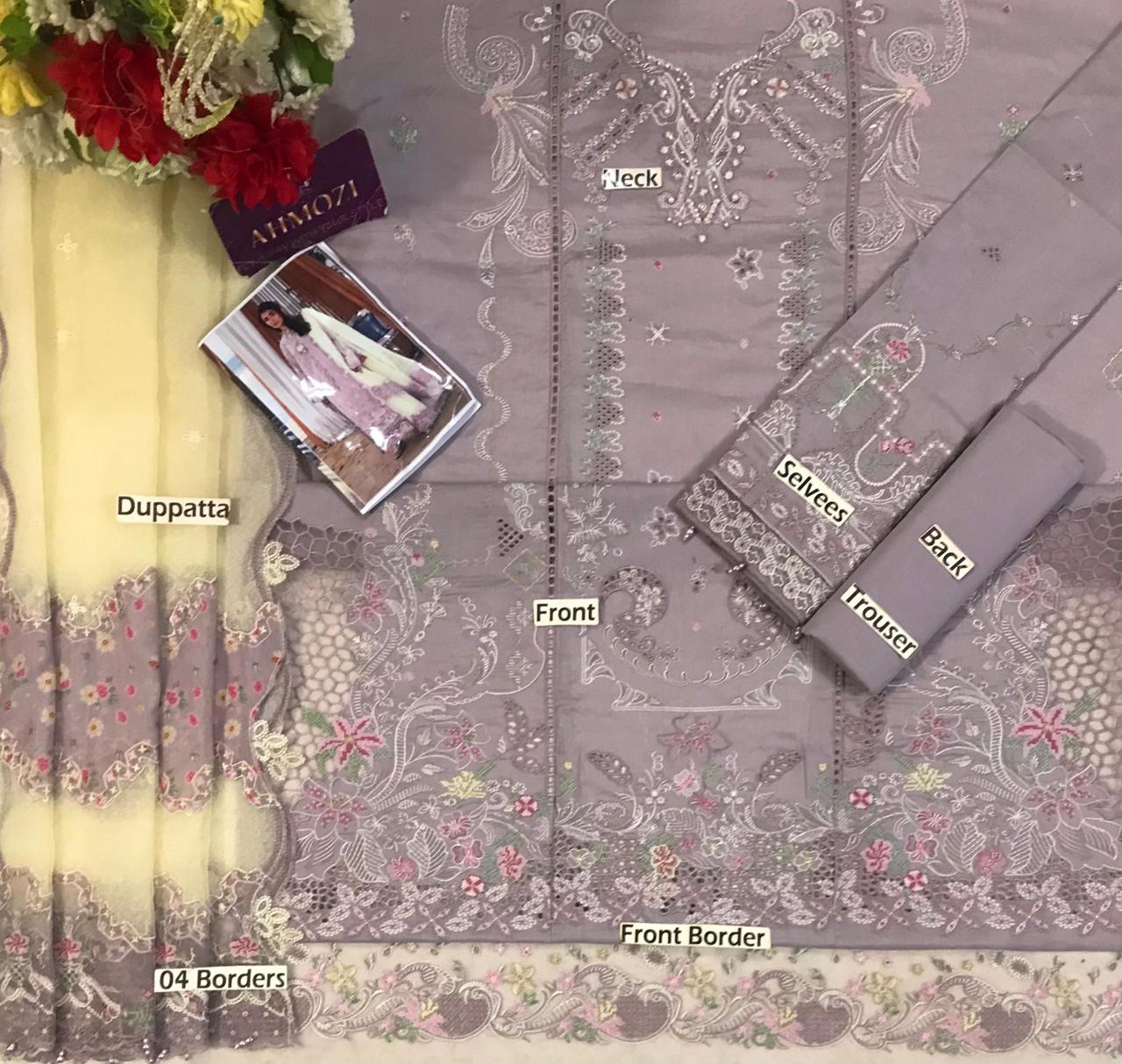 Miraah Premium Embroidered Luxury Lawn – Lavender Serenity (Unstitched 3-Piece) - Image 2