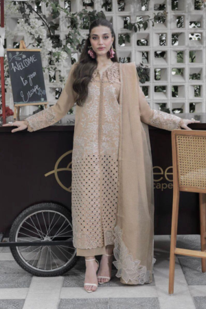 Miraah Premium Chikankari Luxury Lawn – Almond Elegance & Lace (Unstitched 3-Piece)