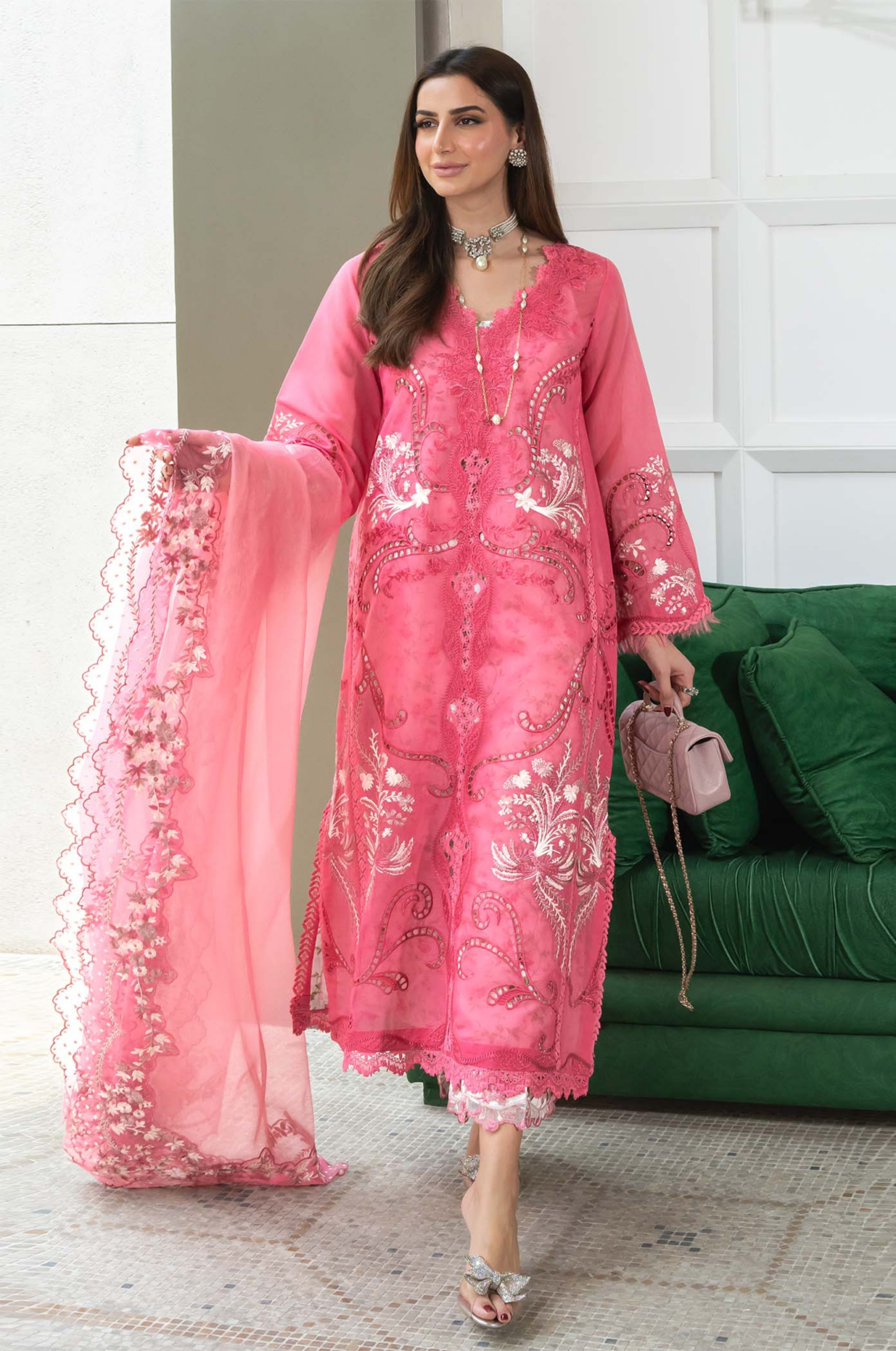Miraah Premium Embroidered Luxury Cotton – Azure Imperial Grace