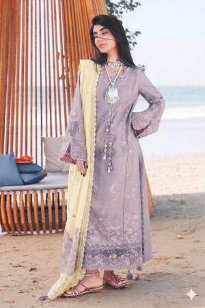 Miraah Premium Embroidered Luxury Cotton – Lavender Serenity