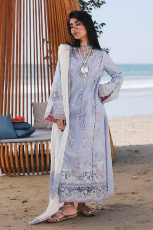 Miraah Premium Embroidered Luxury Lawn – Lavender Serenity (Unstitched 3-Piece)