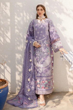 Miraah Premium Embroidered Luxury Lawn – Lilac Bloom Majesty (Unstitched 3-Piece)