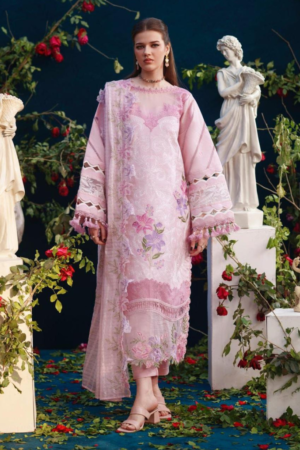 Miraah Premium Embroidered Luxury Lawn – Pink Orchid Serenade (Unstitched 3-Piece)