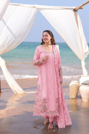 Miraah Premium Embroidered Luxury Lawn – Rose Petal Bloom (Unstitched 3-Piece)