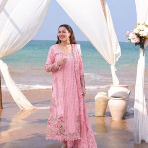 Embroiderd Lawn Suits. ( Pastel Pink 3-piece )